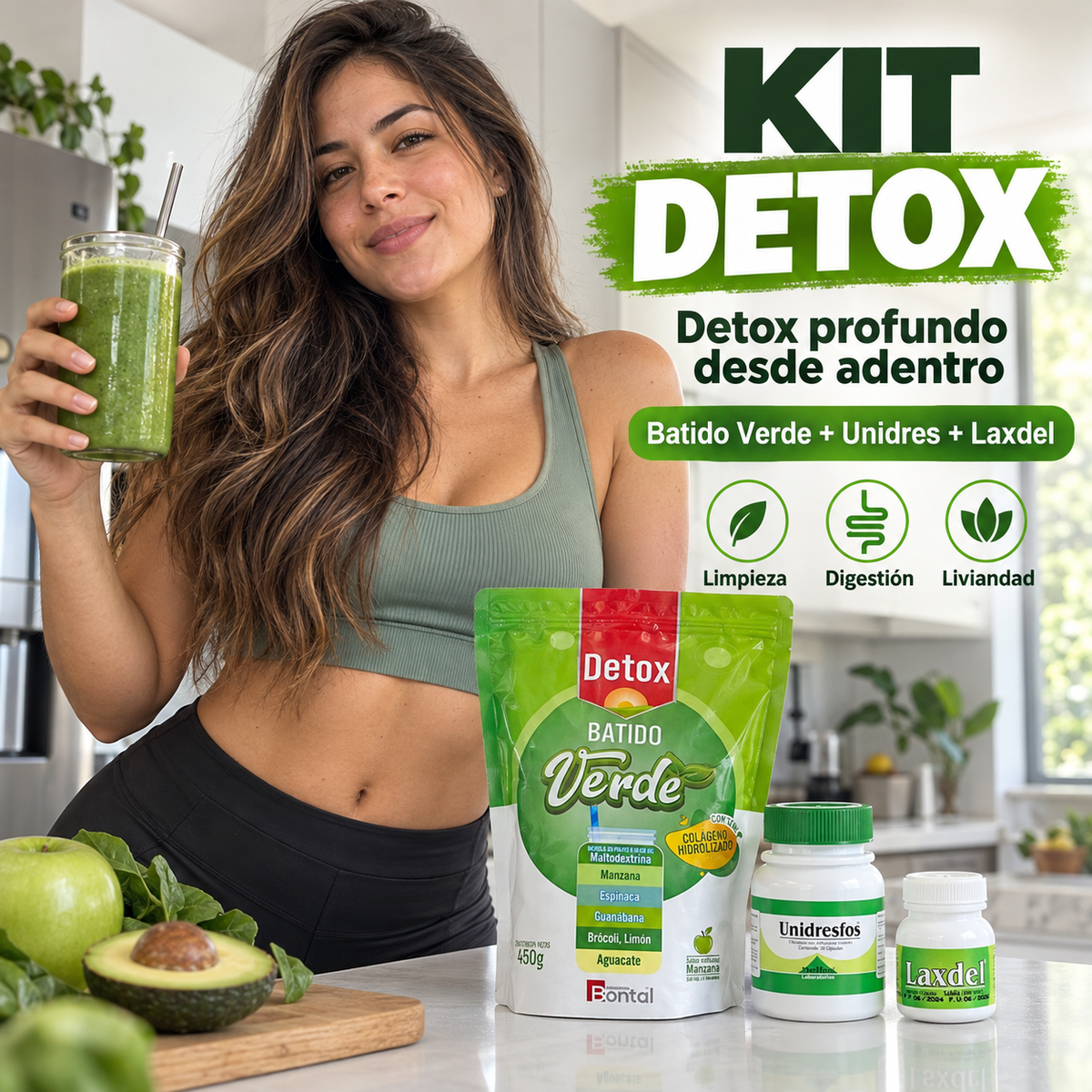 Kit Detox: Batido Verde, Unidres y Laxdel